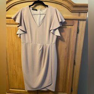 iHot Dusty Rose Sheath Dress with V-Neck and Flutter Sleeves